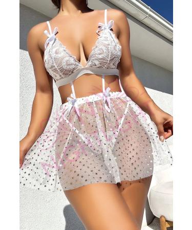 Skygo Night Light Women's White Star Patterned Fantasy Skirt Suit 3616