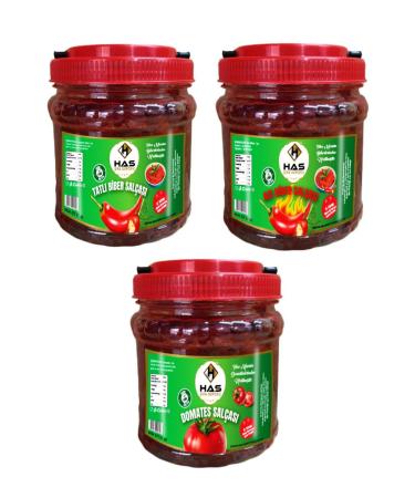 Has Healing Warehouse Gaziantep Sun Dried Handmade Mixed Pepper Tomato Paste 1kg+1kg+1kg