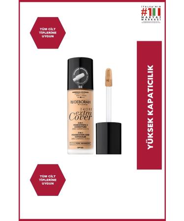 Deborah Milano 24 Ore High Coverage Foundation No: 03 Sand