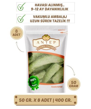 Antep Bazaar Market Pomelo Dried Fruit | 50 Gr. X 8 Pieces | VACUUM PACKAGING