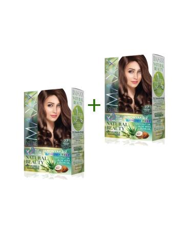 Skygo 2 Pack Natural Beauty Ammonia Free Hair Dye 7.7 Caramel Brown