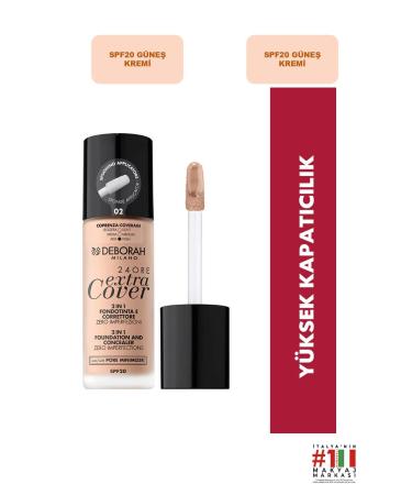 Deborah 24 Ore Extra Cover Foundation No: 02 Beige