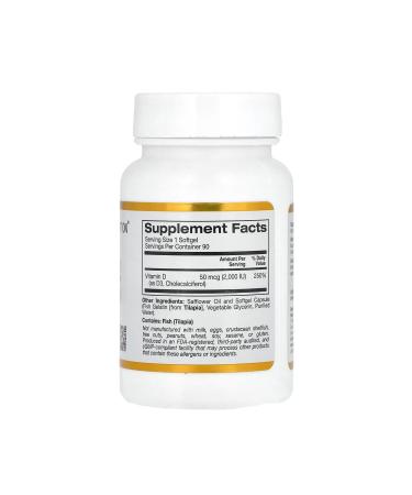 California Gold Nutrition Vitamin D3 50 Mcg (2 000 IU) 90 Fish Gelatin Softgels - Buy Online on GoSupps.com