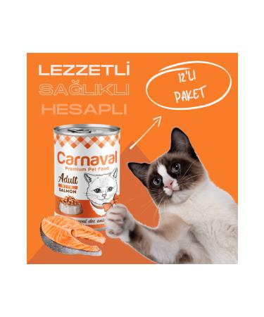 Carnaval Premium Adult Cat Canned Food with Salmon 400 gr X 12 Pieces