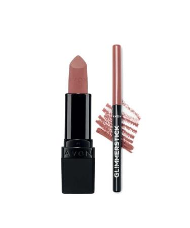 Avon Ultra Matte Lipstick Au Naturale and Glimmerstick Lip Pencil Nude Set