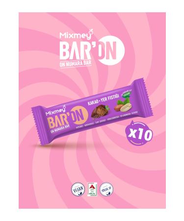 Mixmey Baron Cocoa & Peanut Bar | Natural Snack - 35gr X 10 Pieces