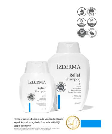 izderma Relief Shampoo Set of 2 - Itching Redness Flaking Anti-Dandruff