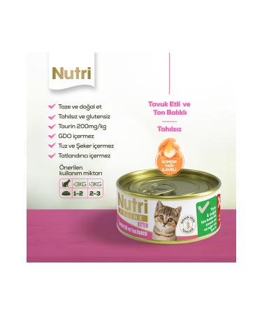 Nutri Feline 32 Kitten Kitten Cat Chicken Meat Tuna Wet Food 85 Gr