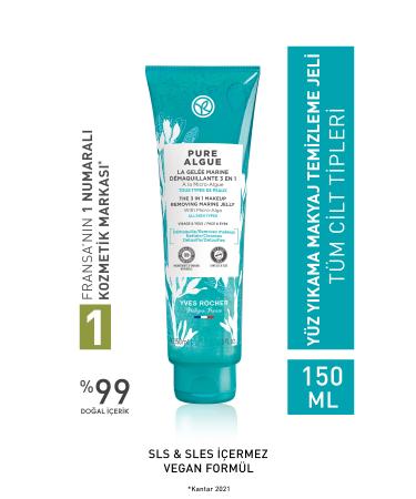 Yves Rocher Pure Algue Make-up Remover Washing Gel for All Skin Types - 150ml