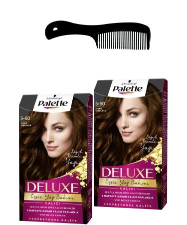Palette Deluxe Hair Dye 5-60 Hot Chocolate X 2 Pieces + Hair Opening Comb