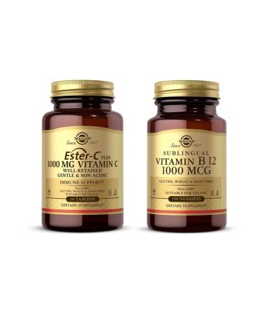 Solgar Ester-c Plus 1000 Mg 30 Tablets + Vitamin B12 1000 Mcg 100 Tablets
