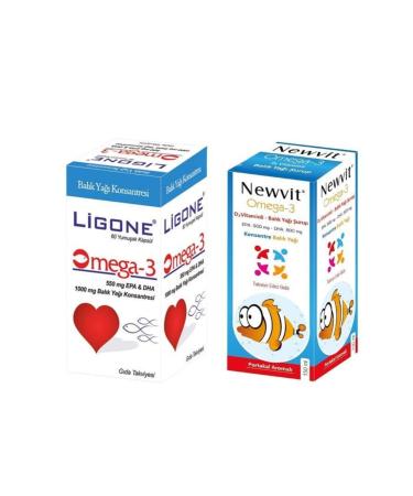 Ligone Omega-3 Softgel + Newvit Omega-3 d3 Vitamin Syrup 150 Ml
