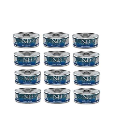 N & D Ocean Tuna and Salmon Cat Canned Food 80 Gr. X 12 Pieces