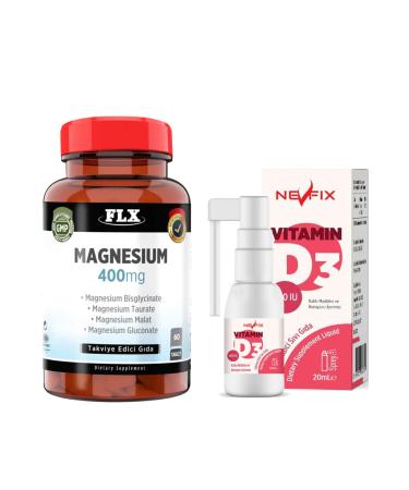FLX Magnesium Complex 400 Mg 60 Tablets & Vitamin D3 400 Iu 20 Ml