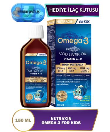 Nutraxin Omega 3 Fish Oil - (EPA 408 Mg-DHA 550 Mg) Tutti Frutti Flavored 150 Ml