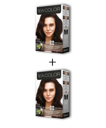 Skygo 2x2 Tube Cream Hair Dye Set Light Brown No: 5.0