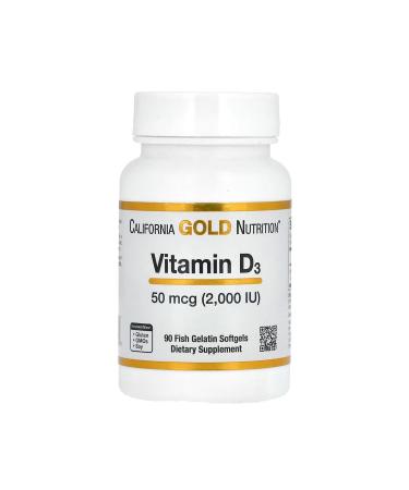 California Gold Nutrition Vitamin D3 50 Mcg (2 000 IU) 90 Fish Gelatin Softgels