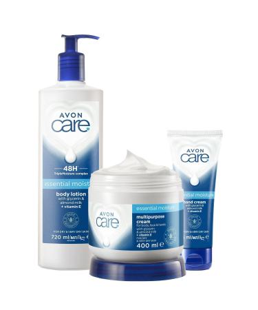 Avon Care Intensive Moisturizing Hand Face and Body Cream Set with Glycerin and Almond Milk
