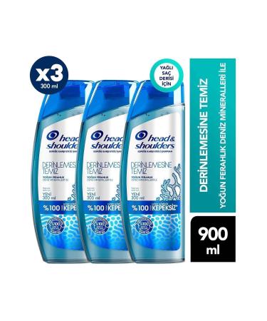 Head And Shoulders Deep Clean Shampoo Scalp Detox 300ml x 3