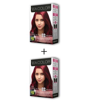 Sea Color 2X2 Tube Cream Hair Dye Set Strawberry Red No: 5.65