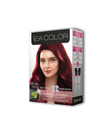 Sea Color 2 Tube Cream Hair Dye Set Fire Red No:66.46
