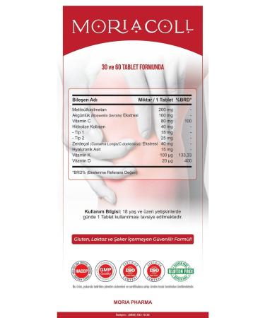 Moria Pharma Moria Coll Vitamin C Vitamin d3k2 Hydrolyzed Collagen Type 1-Type 2 30 Tablets - Buy Online on GoSupps.com
