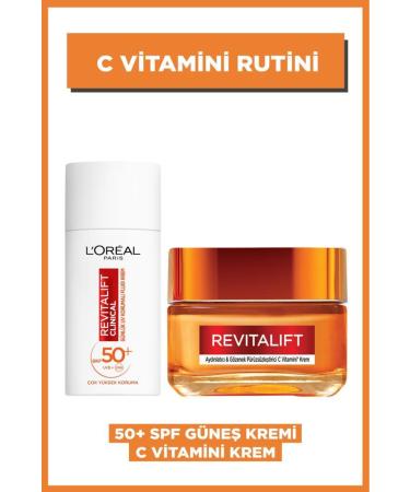 L'Oreal Paris Revitalift Clinical SPF 50+ Daily Face Sunscreen & Brightening Vitamin C Cream Set