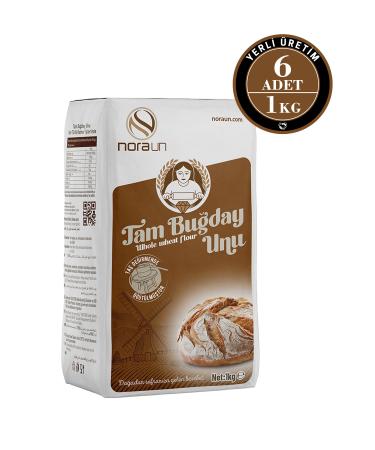 NORA FLOUR Stone Mill Whole Wheat Flour 1 Kg 6 Pieces (vegan)