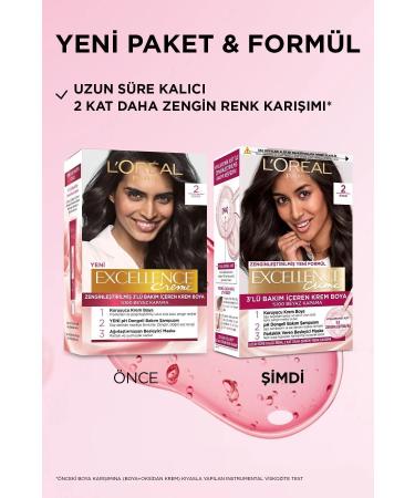 L'Oreal Paris Excellence Hair Dye 2 Black 3 Piece Set - Buy Online on GoSupps.com