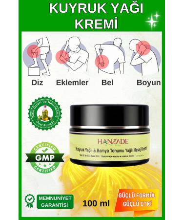 Hanzade Herbal Tail Oil & Okra Seed Oil Pain Massage Cream Muscle Joint Cream 100 ml