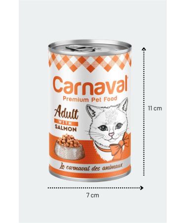 Carnaval Premium Adult Cat Canned Food with Salmon 400 gr X 12 Pieces - Buy Online on GoSupps.com