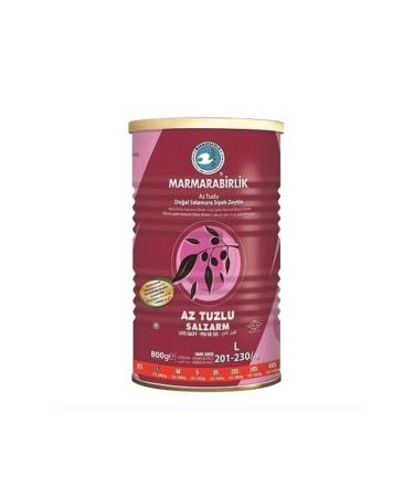 Marmarabirlik Black Olives Hyper Less Salty 800 Gr. Tank.