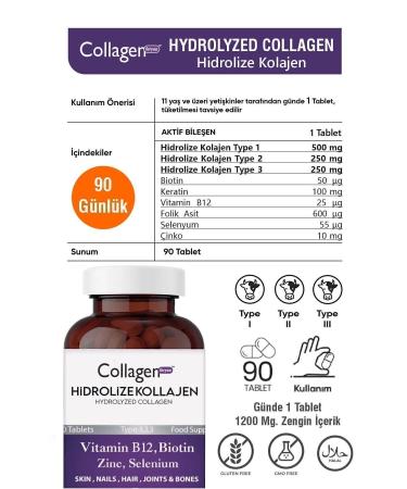 Collagen For You 90 Days_Hydrolyzed Collagen Type 123 Biotin- Keratin-zinc-f. Acid-selenium-b12 - 1200mg 90 Tablets - Buy Online on GoSupps.com