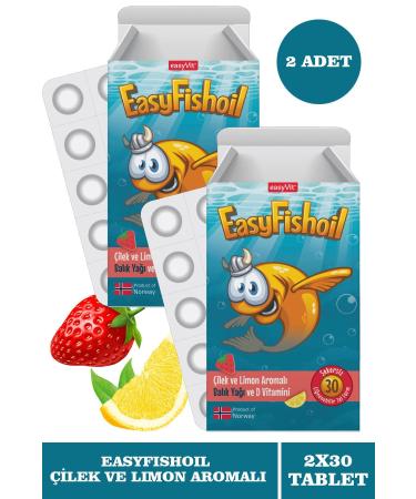 EASYVIT EasyFishoil Kids Strawberry and Lemon Flavored 30 Chewable Tablets 2 Pieces
