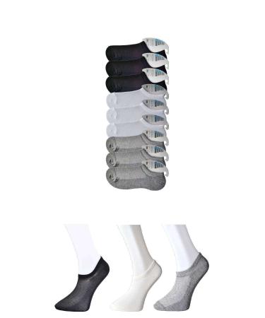 Skygo Black Grey And White Men's Invisible Socks 9 Pairs