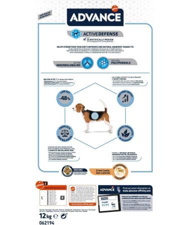 Advance Light Medium Low Calorie Chicken Medium Breed Dog Food 12 Kg - Buy Online on GoSupps.com