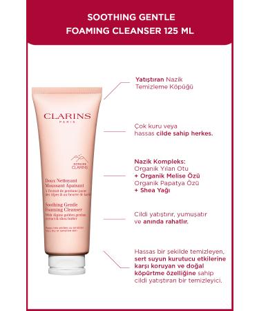 Clarins SOOTHING GENTLE FOAMING CLEANSER 125 ML- Soothing and Gentle Cleanser for Dry Skin