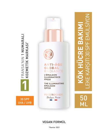 Yves Rocher Anti-Stain and Anti-Aging Herbal Stem Cell Care Anti-age Global Radiance- Vitamin E - 30 Spf Cream