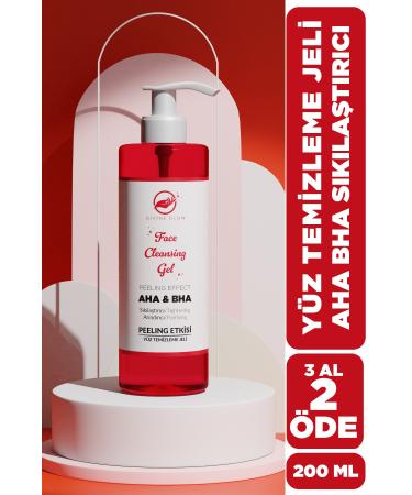 Divine Glow Aha & Bha Firming Peeling Effect Facial Cleansing Gel 200 Ml Facial Cleanser