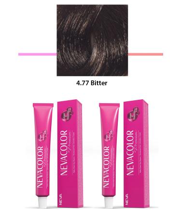Set of 2 Premium 4.77 Bitter - Permanent Cream Hair Dye 2 X 50 g Tube