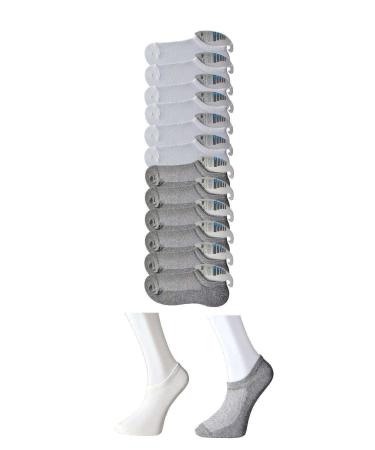 Skygo Grey and White Men's Invisible Socks 12 pairs