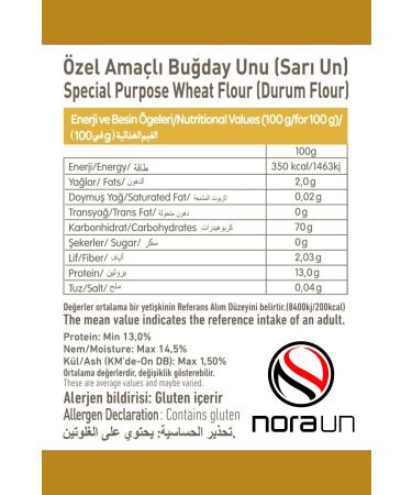 NORA FLOUR Yellow Wheat Flour Durum Wheat 1 kg 10 Pieces Vegan - Buy Online on GoSupps.com