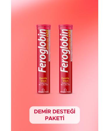 Vitabiotics Feroglobin F zz Iron (Gentle Iron) Vitamin C Folic Acid Zinc Copper Containing 2-Pack Advantage Package