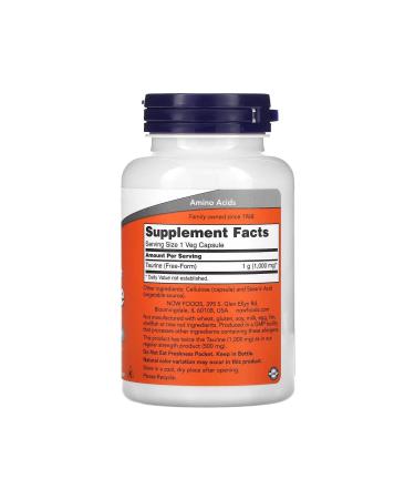 Now Foods Taurine 1000 Mg 100 Veg Capsules - Buy Online on GoSupps.com