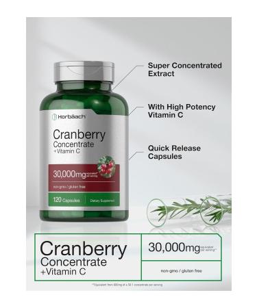 Horbaach Horb ach Cranberry Concentrate Extract Pills + Vitamin C | 30 000 mg | 120 Capsules - Buy Online on GoSupps.com