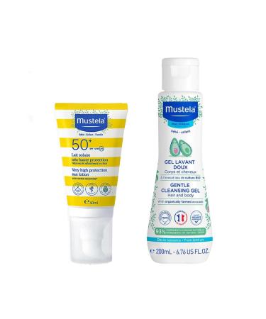 Mustela Spf 50 Sun Lotion for the Whole Family 40 ml Newborn Hair and Body Shampoo 200 ml - Buy Online on GoSupps.com