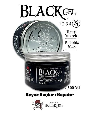 Barbertime Hair Gel Black - Black Hair Gel - Covers White Hair 300 ml
