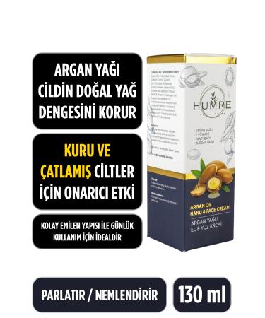 HUMRE Argan Oil Hand and Face Care Cream - Moisturizing Nourishing Skin Renewing 130 ml