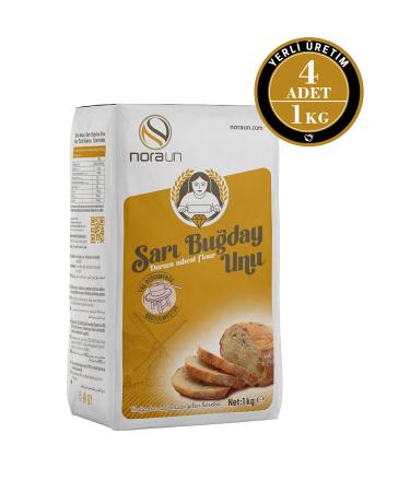 NORA FLOUR Yellow Wheat Flour (Durum Wheat) 1 Kg 4 Pieces (vegan)