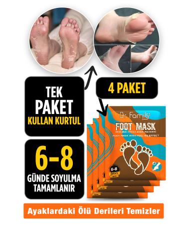 Dr Family Foot Peeling Mask - Peelable Exfoliating Foot Care Removes Odor and Calluses - X4